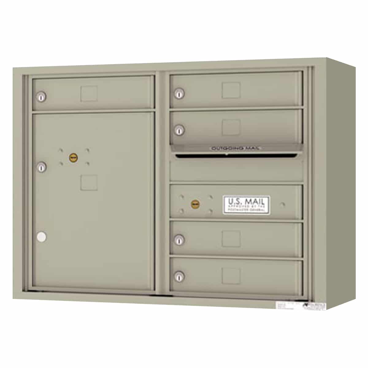 Surface Mount 4C Horizontal Mailbox – 5 Doors, 1 Parcel Locker – 4C06D-05-SM Product Image
