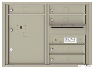 Recessed 4C Horizontal Mailbox – 5 Doors 1 Parcel Locker – Front Loading – 4C06D-05 – USPS Approved Product Image