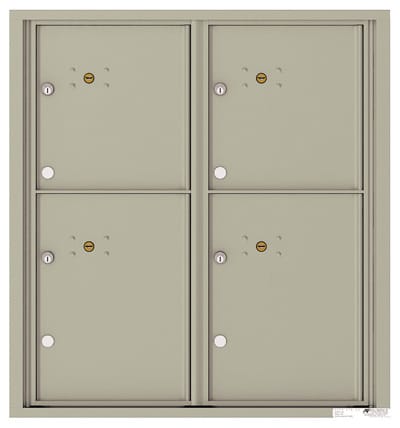 Recessed 4C Horizontal Mailbox – 4 Parcel Lockers – Front Loading – 4C09D-4P – USPS Approved Product Image