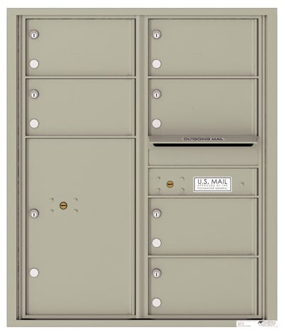 Recessed 4C Horizontal Mailbox – 6 Doors 1 Parcel Locker – Front Loading – 4C10D-06 – USPS Approved Product Image
