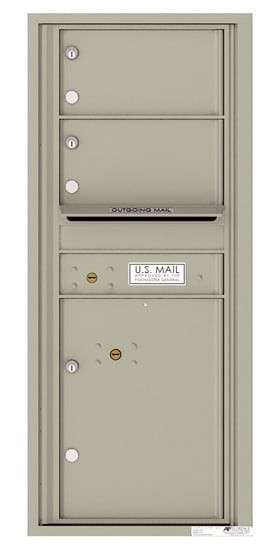 Recessed 4C Horizontal Mailbox – 2 Doors 1 Parcel Locker – Front Loading – 4C11S-02 – USPS Approved Product Image