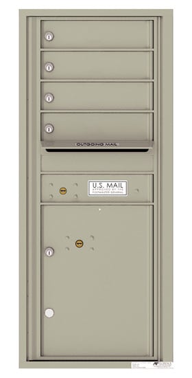 Recessed 4C Horizontal Mailbox – 4 Doors 1 Parcel Locker – Front Loading – 4C11S-04-CK25750 – Private Delivery Product Image