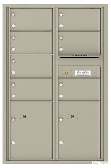 Recessed 4C Horizontal Mailbox – 7 Doors 2 Parcel Lockers – Front Loading – 4C13D-07-CK25750 – Private Delivery Product Image
