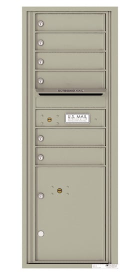 Recessed 4C Horizontal Mailbox – 6 Doors 1 Parcel Locker – Front Loading – 4C13S-06-CK25750 – Private Delivery Product Image