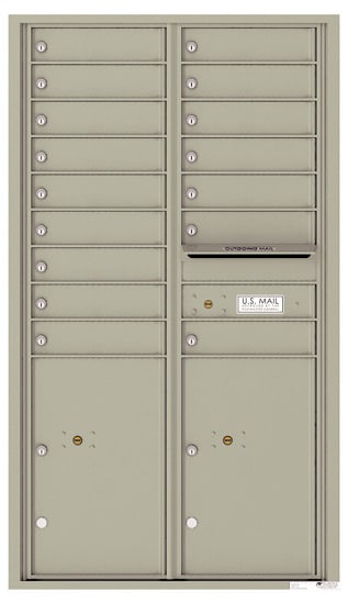 Recessed 4C Horizontal Mailbox – 16 Doors 2 Parcel Lockers – Front Loading – 4C15D-16 – USPS Approved Product Image