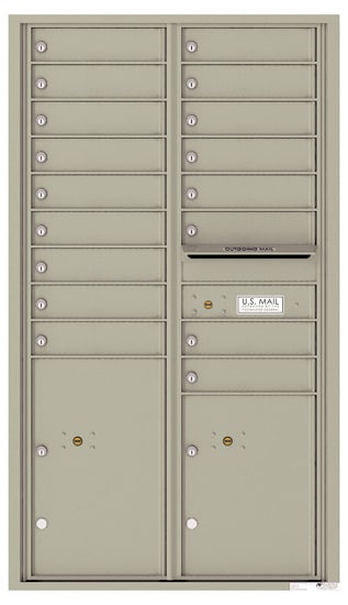 Recessed 4C Horizontal Mailbox – 17 Doors 2 Parcel Lockers – Front Loading – 4C15D-17 – USPS Approved Product Image