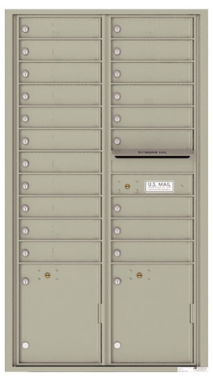 Recessed 4C Horizontal Mailbox – 20 Doors 2 Parcel Lockers – Front Loading – 4C16D-20-CK25750 – Private Delivery Product Image
