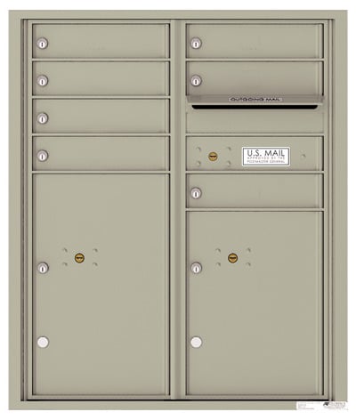Recessed 4C Horizontal Mailbox – 7 Doors 2 Parcel Locker – Front Loading – 4CADD-07 – USPS Approved Product Image