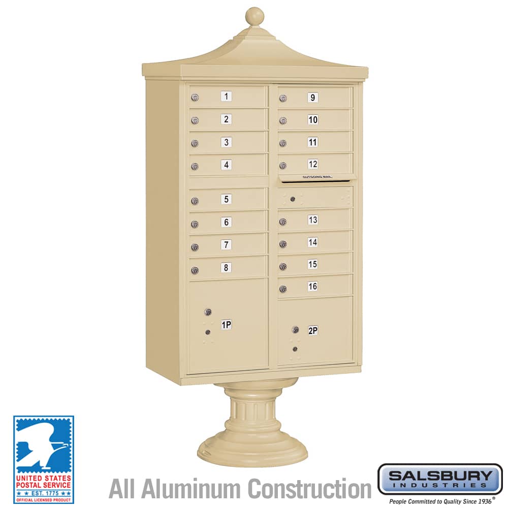 Salsbury Regency Decorative Cluster Box Unit with 16 Doors and 2 Parcel Lockers with USPS Access–Type III Product Image