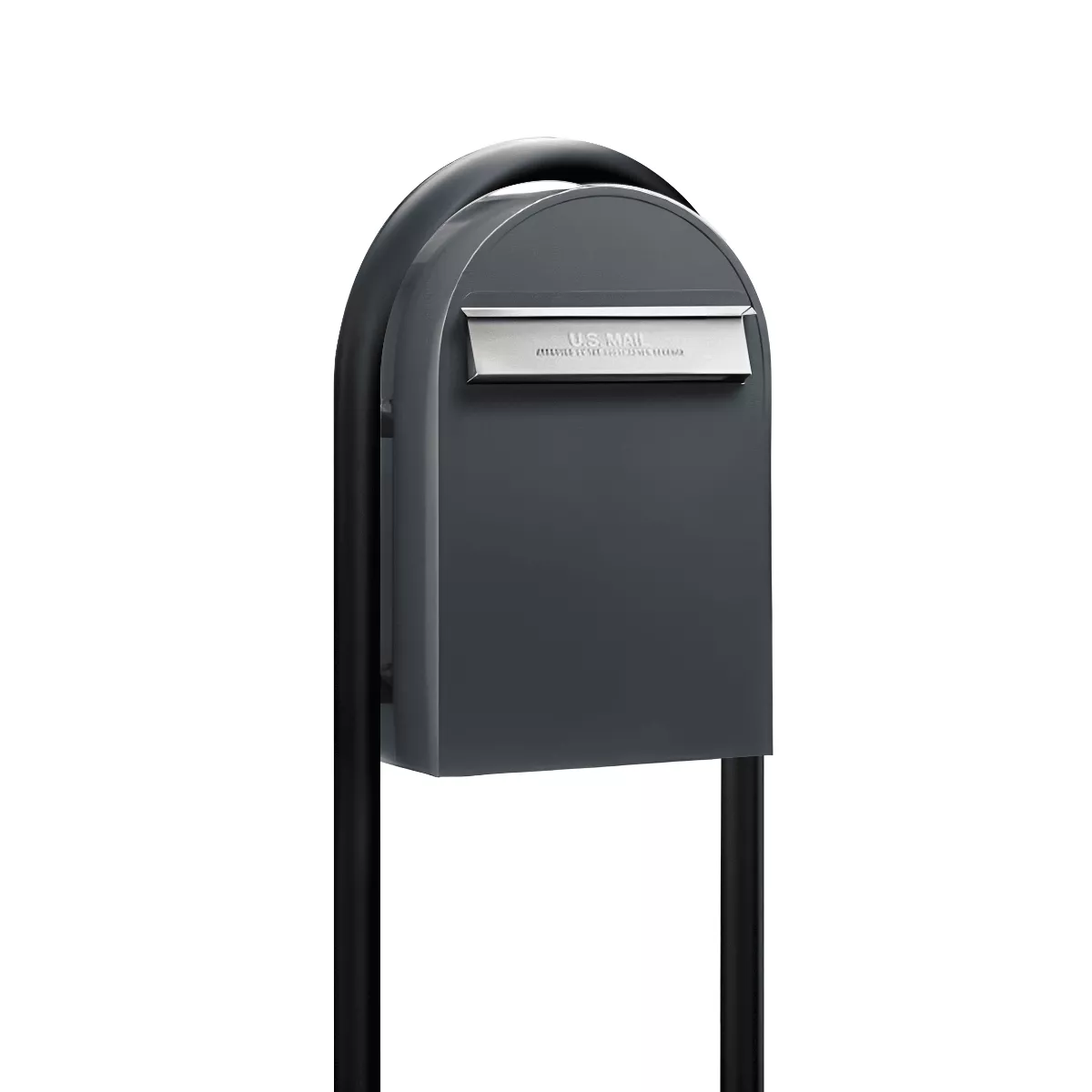 USPS Approved Bobi Classic B Rear Access Modern Locking Grey Mailbox and Round Black Post Combo Product Image