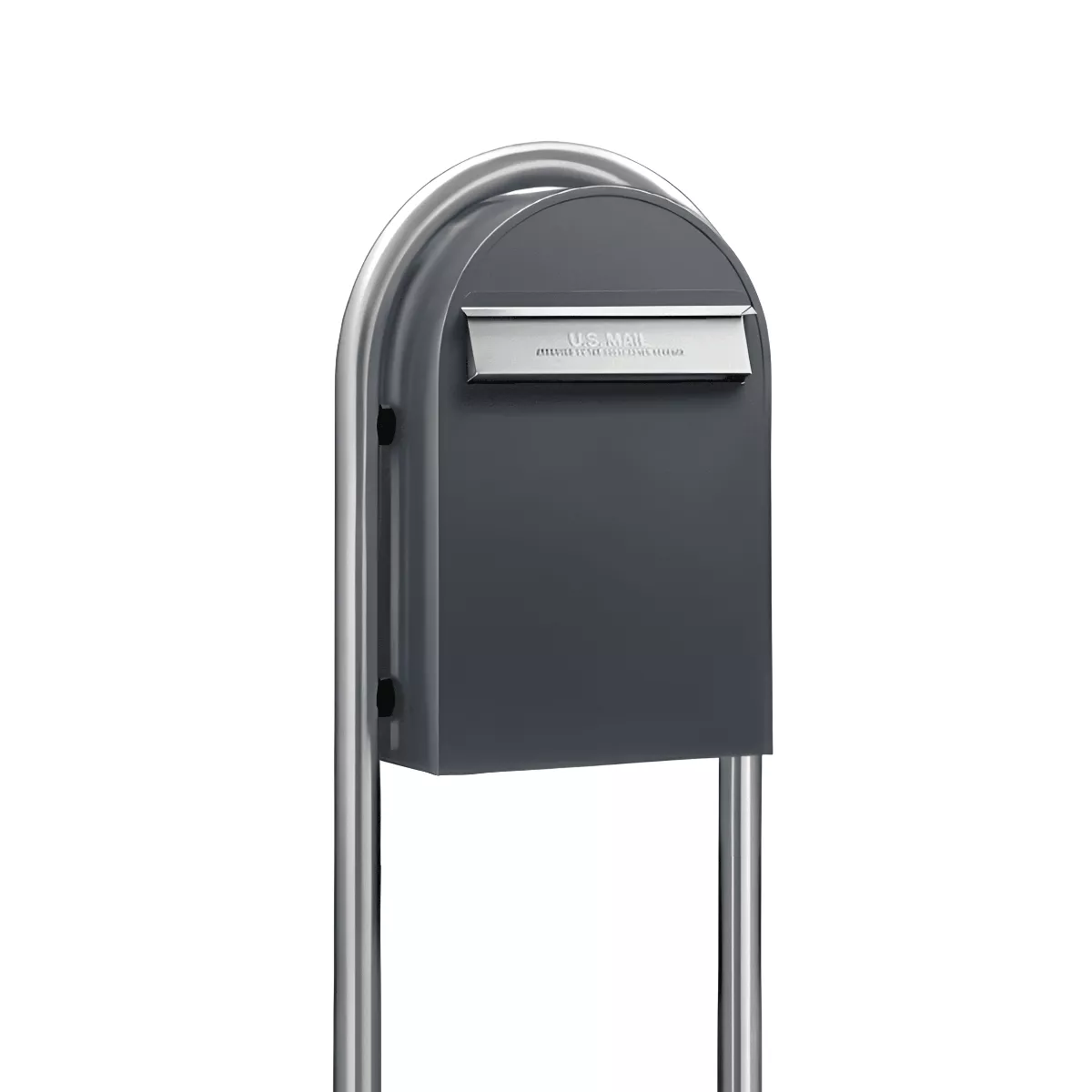 USPS Approved Bobi Classic B Rear Access Modern Locking Grey Mailbox and Round Stainless Steel Post Combo Product Image