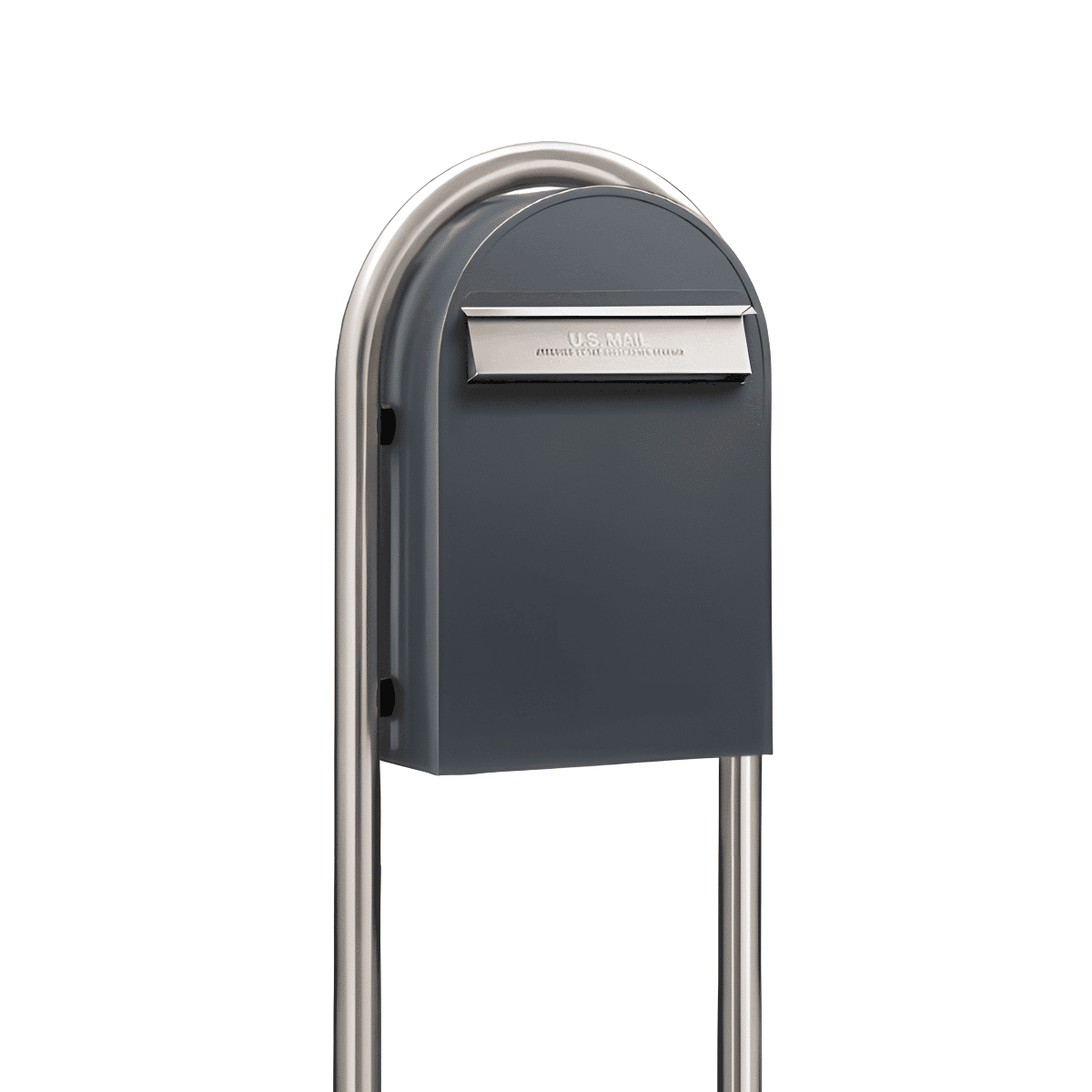 USPS Approved Bobi Classic B Rear Access Modern Locking Grey Mailbox and Round Zinc Post Combo Product Image